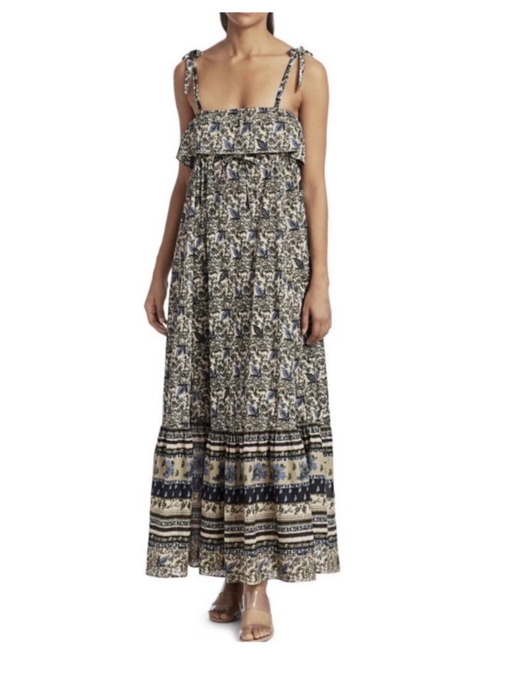 Free People Tangier Babydoll Printed Maxi Dress size Large - Picture 1 of 11